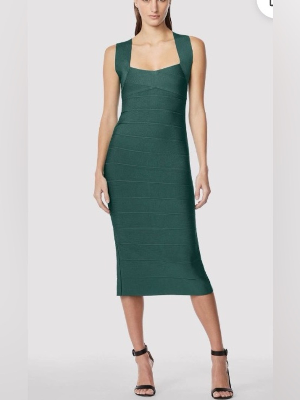 Herve Leger Teal Halter Bandage Midi Dress Alpine Green OPC8396735 NWT